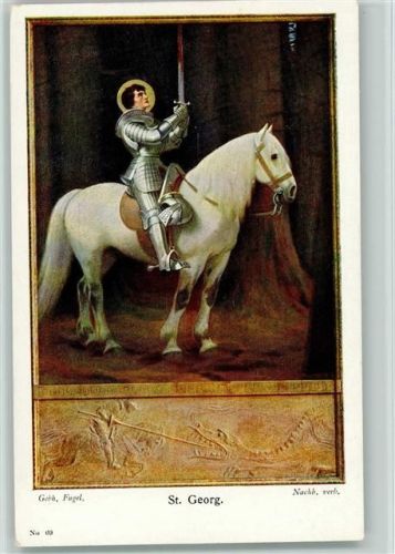 St. Georg auf seinem weißen Pferd 1900 AK