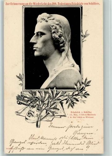 1905 Erinnerung an die Wiederkehr des 100. Todestages - Büste , Maske, Leier, Lorbeer