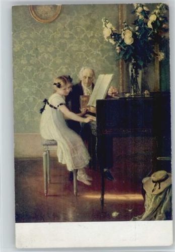 1918 Mädchen spielt Spinett - Noten lesen - EAS Nr. 126 AK
