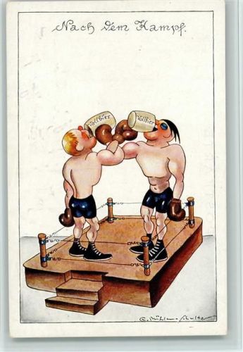 Humor - Bierkrug "Nach dem Kampf" sign G.M. Schulte