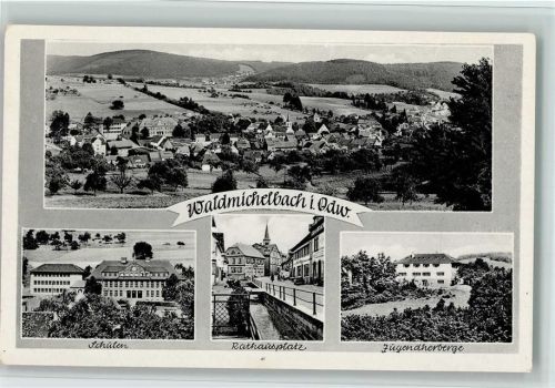 Wald-Michelbach Gesamtansicht Schulen Rathausplatz Jugendherberge 4-Bildaufnahme