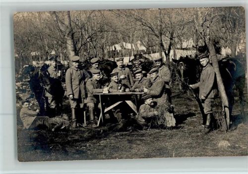 1916 WK I Karten spielen bei der Kavallerie AK
