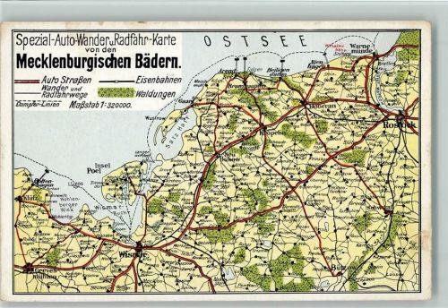 Mecklenburgischen Bädern 1936 AK Verlag Simonsen Nr. 1500 und 35050 AK Landkarte