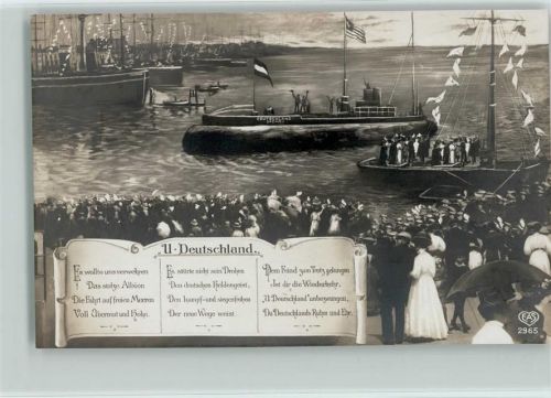U Deutschland fährt ein, Menschen winken, Reime - Foto AK