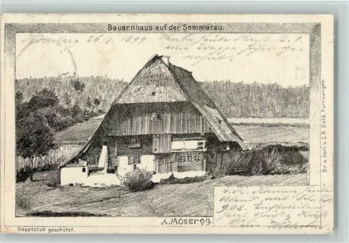 1899 sign A. Moser , Schwarzwaldhäuser - Bauernhaus auf der Sommerau