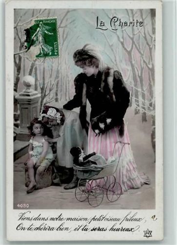 Nr. 2 Serie 4090 - Glamour Frau in Pelzmode, Puppe, Puppenwagen Fotokunst