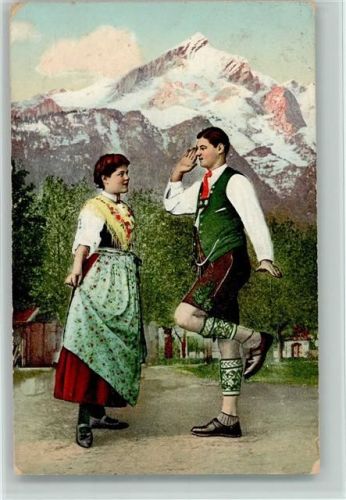 Schuhplattler 1909 - Trachten - Gruß aus den Alpen
