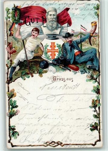 1905 Nr. 3367 Gut Heil - Fahnenträger, Eichenlaubumrandung, Methorn, Gewichte