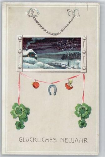 1912 Neujahr, Hufeisen, Pilze hängen an der Schleife