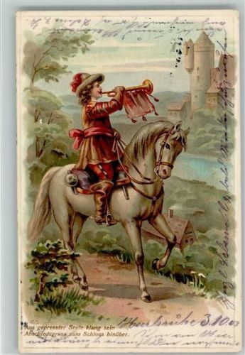 Serie 1093 Trompeter 6 Dess. Abschiedsgruss litho 1903 AK