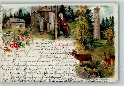 Gabelbach 1899 Kickelhahn Turm - Goethehäuschen, Verlag Zinke Nr. 11 AK
