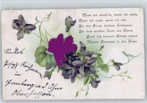 Tausend Grüsse aus der Ferne, Gedicht, litho , Blumen