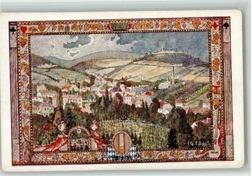 Wien 1928 - X. Dt. Sängerbundesfest - Festpostkarte - Grinzing mit Kobenzl und Kahlenberg