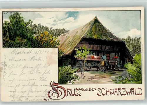 1901 Schwarzwaldhaus, sign Zollinger , litho