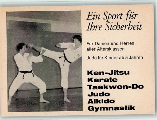 Ein Sport für Sicherheit - Karate Werbekarte Wiedmeier Sportschule München Sport