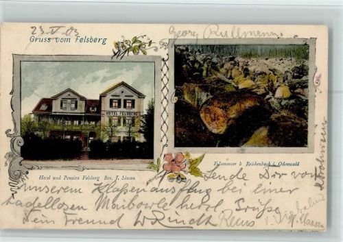 Reichenbach 1903 Hotel Felsberg , Natur Felsenmeer - gute Erhaltung AK