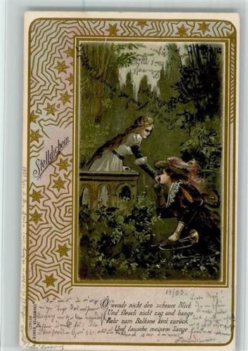 1903 Jugendstil-Ornamente, Golddruck - Stelldichein - Trompeter Serie 1401 AK