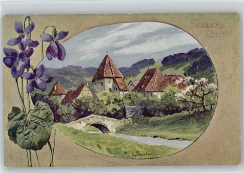 Serie 104 Nr. 6095 - Ostern - Blumen - Bild in Eiform
