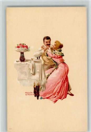 sign Geiger - Wein trinken - Liebespaar 1898 AK