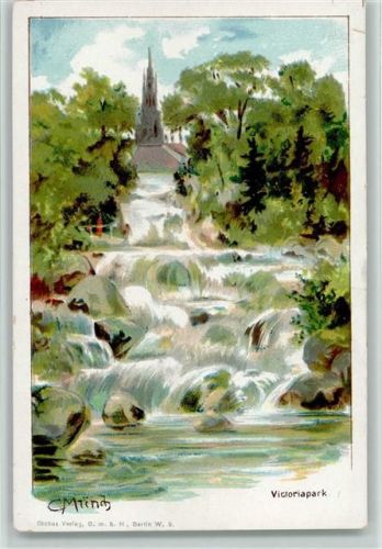Berlin Mitte Victoriapark, Wasseerfall litho 1898 AK