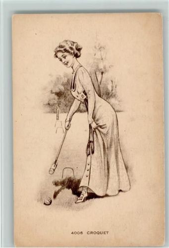 Croquet - Frau spielt Krocket Sport 1915