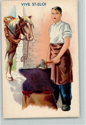 Das Pferd wartet schon auf sein Hufeisen, ca 1940 AK Schmied