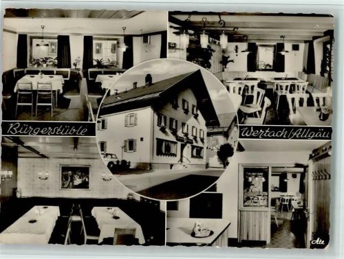 87497 W8965 Wertach 1972 Foto AK Gasthaus Bürgerstüble mit Innenansicht, Verlag Tanner 4202, gute Erhaltung AK