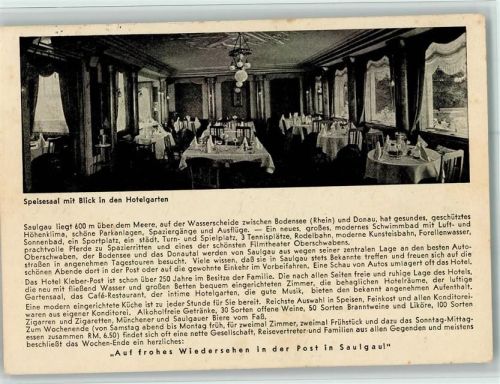 Saulgau Hotel Kleber-Post Innenaufnahme Speisesaal mit Blick in den Hotelgarten