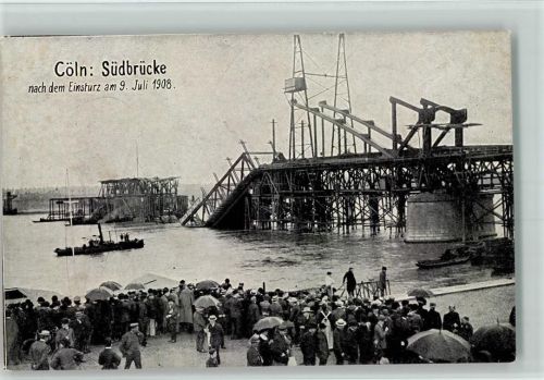 Köln Stadt Südbrücke nach dem Einsturz 1908 AK