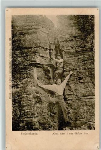Schlupfkamin kletterei - Huber Nr. III - ca 1900 AK