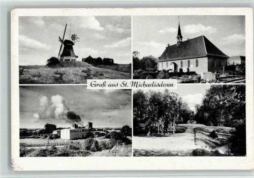 St. Michaelisdonn 1966 Kraftwerk? Mühle, Kirche , AK