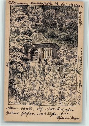 1923 Federzeichnung - Gartenhaus an der Neckarhalde - Verlag Alex. Fischer, Bildkarten aus Schwaben Reihe 10 Karte 3 AK