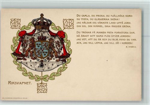 Riksvapnet Nationalwappen Text R. Dybeck