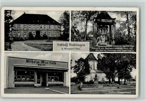 Wunstorf Schloß Ricklingen Denkmal des Herzogs Geschäft Wilhelm Murtfeld Kirche und Kriegerehrung 4-Bildaufnahme
