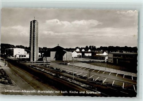 Alkenrath 1961 Sparkasse, Kirche, gute Erhaltung AK