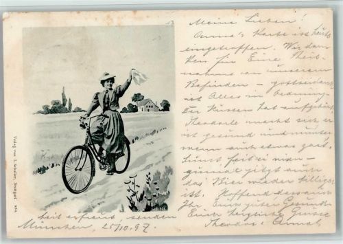 1897 Verlag Schaller Nr. 303 AK Frau auf einem Fahrrad