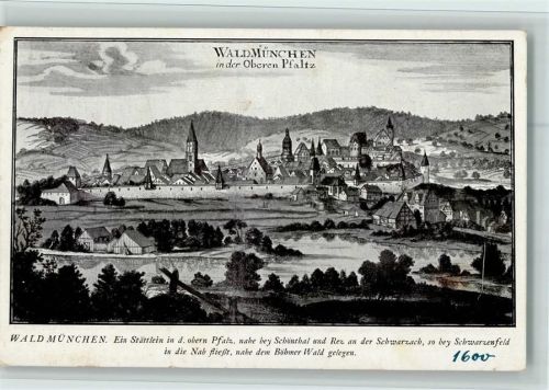 Waldmünchen 1935 Gesamtansicht Zeichnung