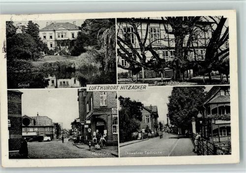 Hitzacker 1951 Schloß, Riesenkastanie ( Bäume ) Marktplatz, Drawehner Torbrücke,