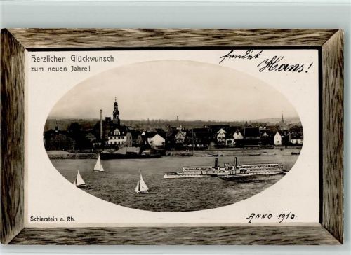 Schierstein 1910 Rhein Segelboote Dampfer