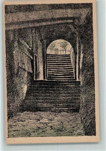Bildkarte aus Schwaben Reihe 2/3 Karte 9, Treppe im Haspelturm, Federzeichnung, sehr gute Erhaltung