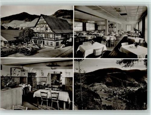 Schenkenzell Gasthaus zur Sonne mit Innenansichten, Autos parken vor dem Haus, VW Käfer, gute Erhaltung AK