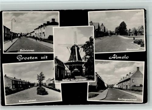 Almelo 1958 Straßen, Mühle, gute Erhaltung AK