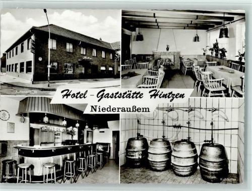 Niederaußem Gasthaus Hintzen mit Innenansichten , Bier Kühlkeller, Theke, sehr gute Erhaltung AK