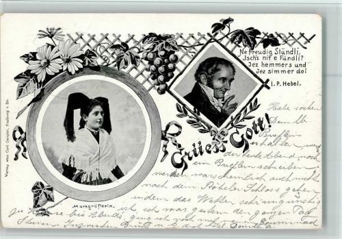 Grüss Gott - Trachten Markgräflerin 1904, gute Erhaltung AK Hebel Joh. P.