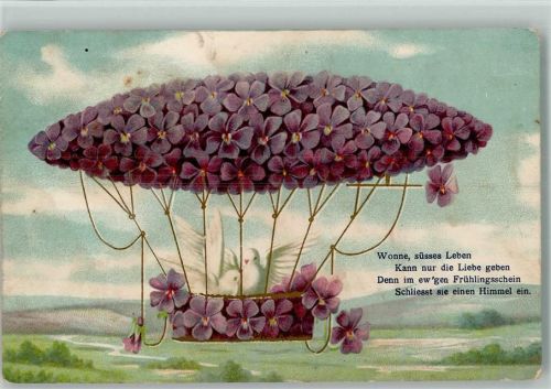 1913 Ballon mit Tauben - Poesie Spruch AK