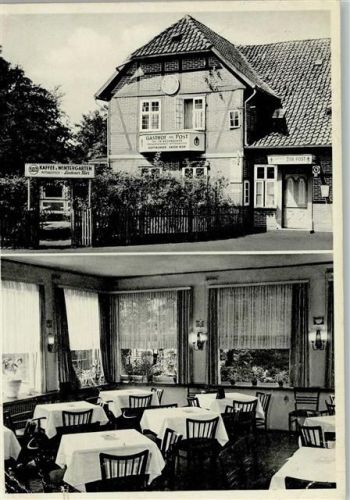 Winsen 1960 Hotel zur Post mit Innenansicht , kl. Eckknick AK