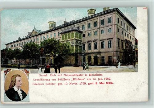 Mannheim Nationaltheater - 1900 AK Uraufführung von Schillers Räubern 1782