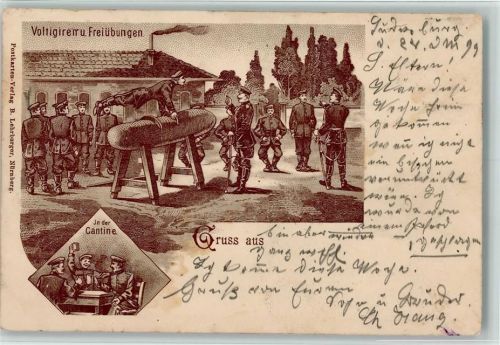 1899 Freiübungen Turnen, Gruss aus - Litho