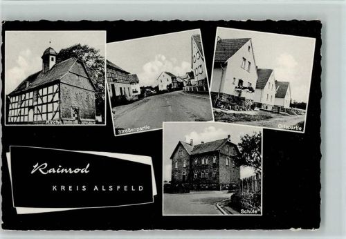 Rainrod Kirche Ortsansichten Schule Fachwerkhaus 4-Bildaufnahme
