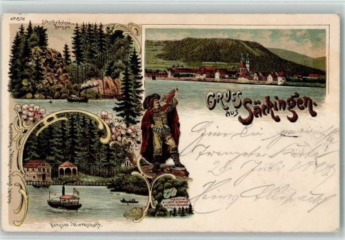 Bad Säckingen 1898 Scheffelfelsen Bergsee Panorama Bergsee-Wirtschaft Trompeter
